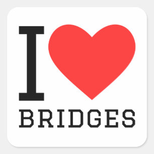 I love bridges square sticker