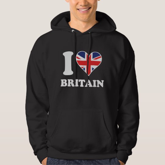 I Love Britain British Flag Heart Hoodie