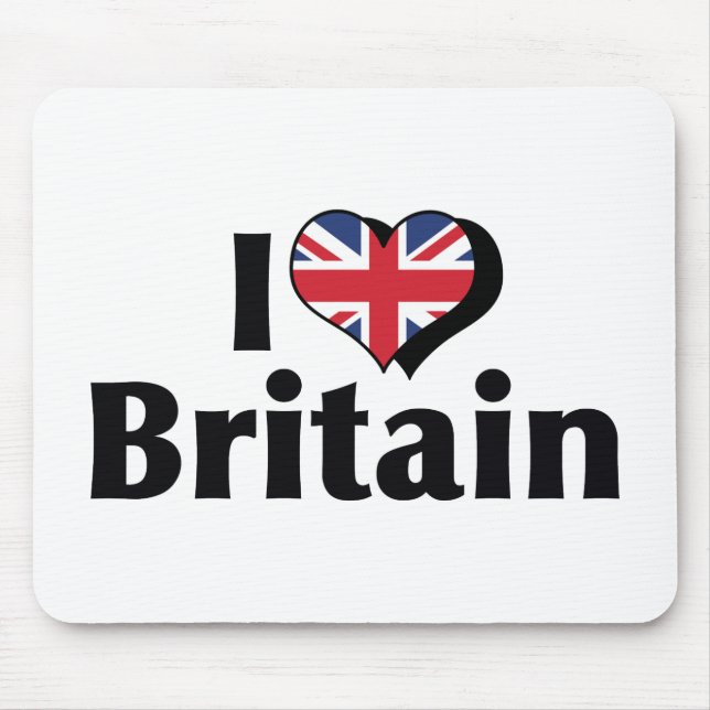 I Love Britain Flag Mouse Pad (Front)