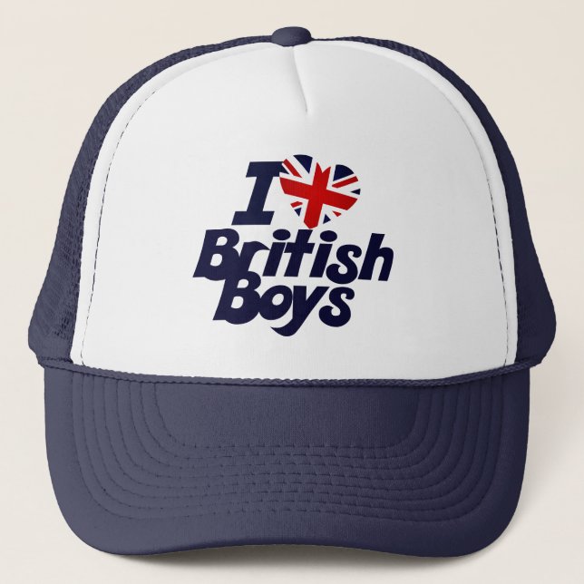 I Love British Boys Trucker Hat (Front)