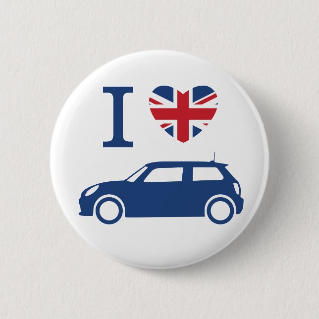 I love British Mini Coopers - Blue - F56 Button (Front)