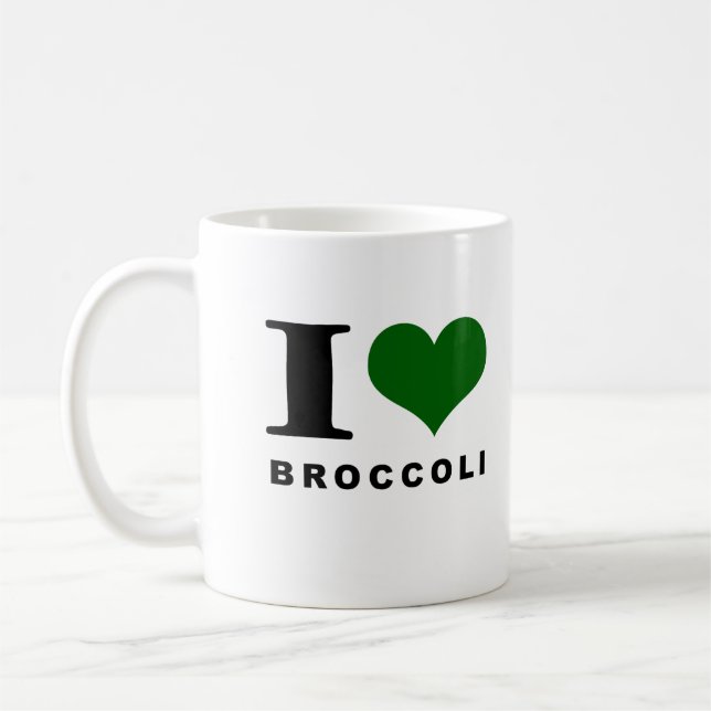 I love broccoli, broccoli lover coffee mug (Left)