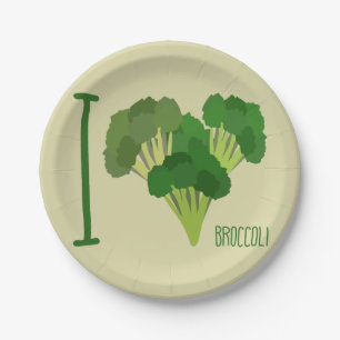 I Love Broccoli Paper Plate