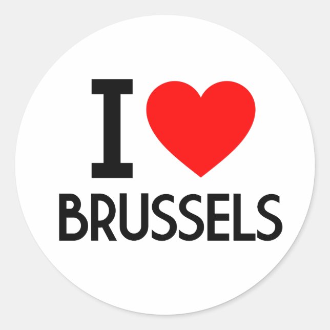 I Love Brussels Classic Round Sticker (Front)