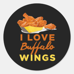 I Love Buffalo Chicken Wings Bbq Roast Grilling Classic Round Sticker