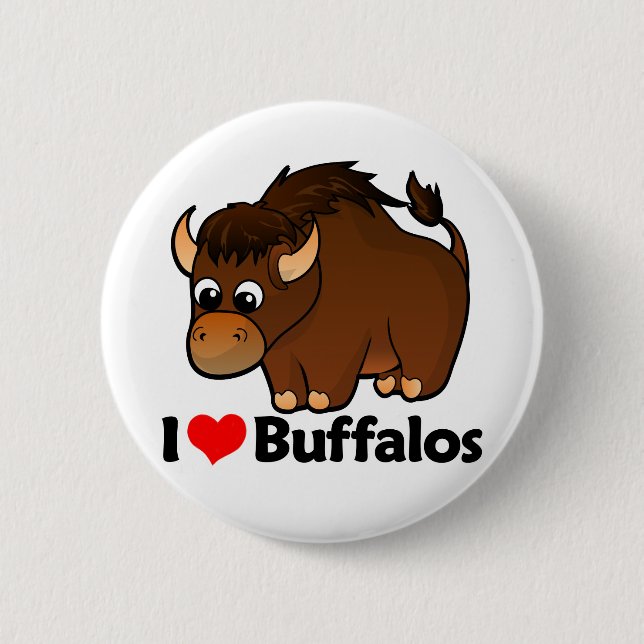 I Love Buffalos 6 Cm Round Badge (Front)