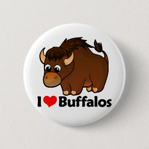 I Love Buffalos 6 Cm Round Badge
