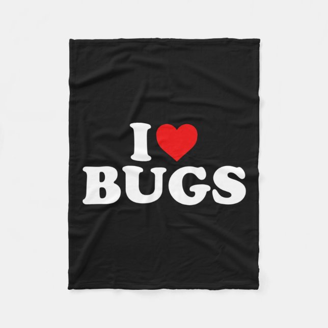 I Love Bugs - Heart  Fleece Blanket (Front)