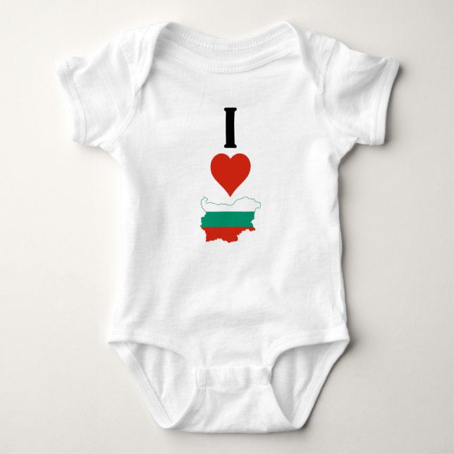 I Love Bulgaria Vertical I Heart Country Flag Map Baby Bodysuit (Front)