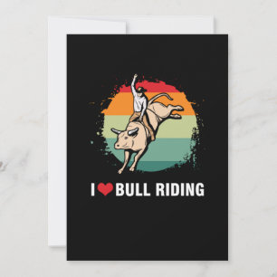 I Love Bull Riding Rodeo Retro Vintage Cowboy Gift Invitation