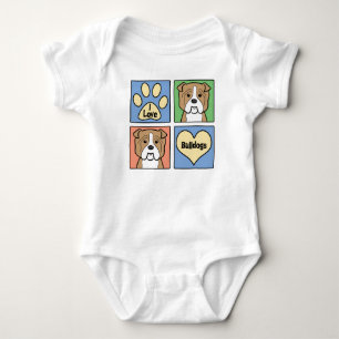 I Love Bulldogs Baby Bodysuit