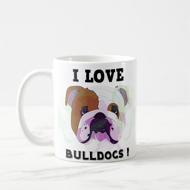 I Love Bulldogs Coffee Mug (Left)