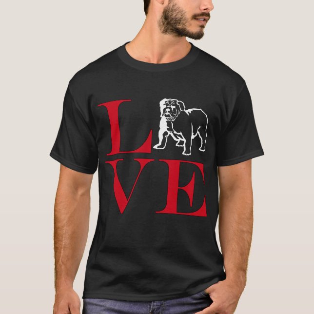 I Love Bulldogs - Dark Coloured Tee (Front)