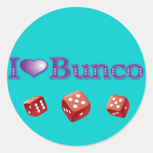 I Love Bunco with Red Dice Classic Round Sticker