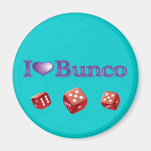 I Love Bunco with Red Dice Magnet (Front)