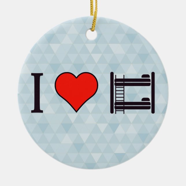 I Love Bunk Beds Ceramic Tree Decoration (Front)