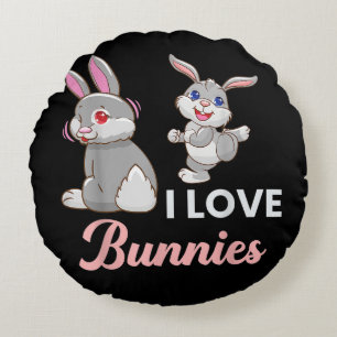 I Love Bunnies Funny Easter Day Rabbit Round Cushion