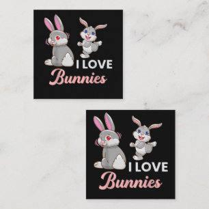 I Love Bunnies Funny Easter Day Rabbit Square Business Card