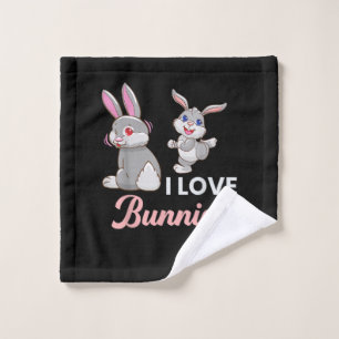 I Love Bunnies Funny Easter Day Rabbit Wash Cloth