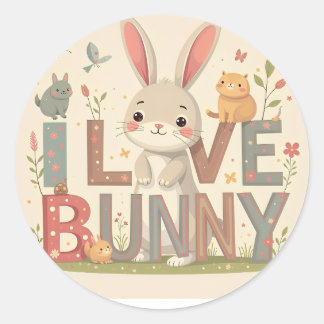 I Love Bunny Classic Round Sticker
