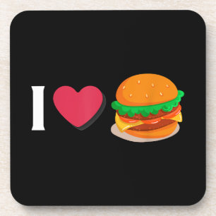 I Love Burger Cheeseburger Unhealthy Eating Coaster