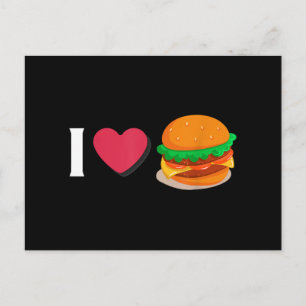 I Love Burger Cheeseburger Unhealthy Eating Holiday Postcard