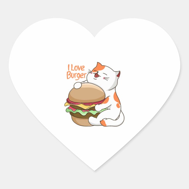 I Love Burger Heart Sticker (Front)