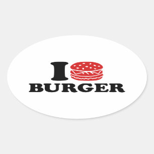 I love Burger Oval Sticker