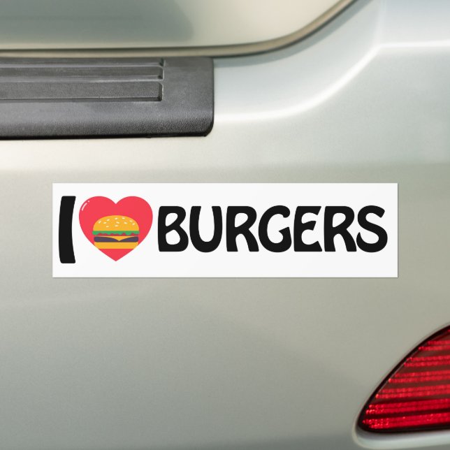 I love Burgers Bumper Sticker (On Car)