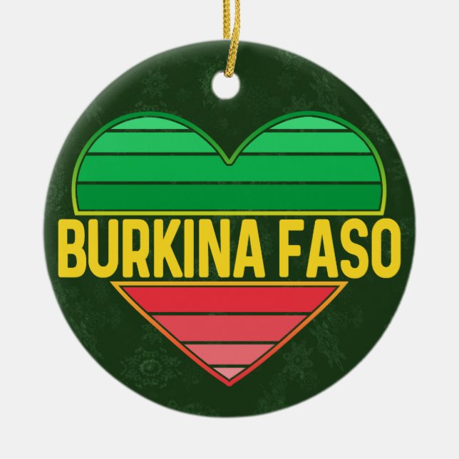 I Love Burkina Faso, Heart Burkinabè Ceramic Ornament (Front)