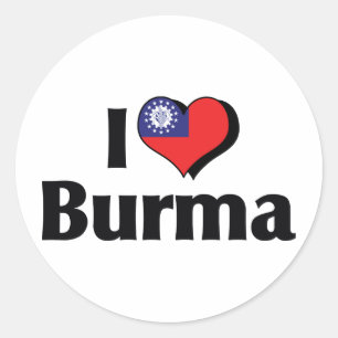 I Love Burma Flag Classic Round Sticker