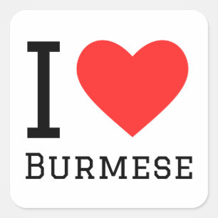 I love Burmese  Square Sticker