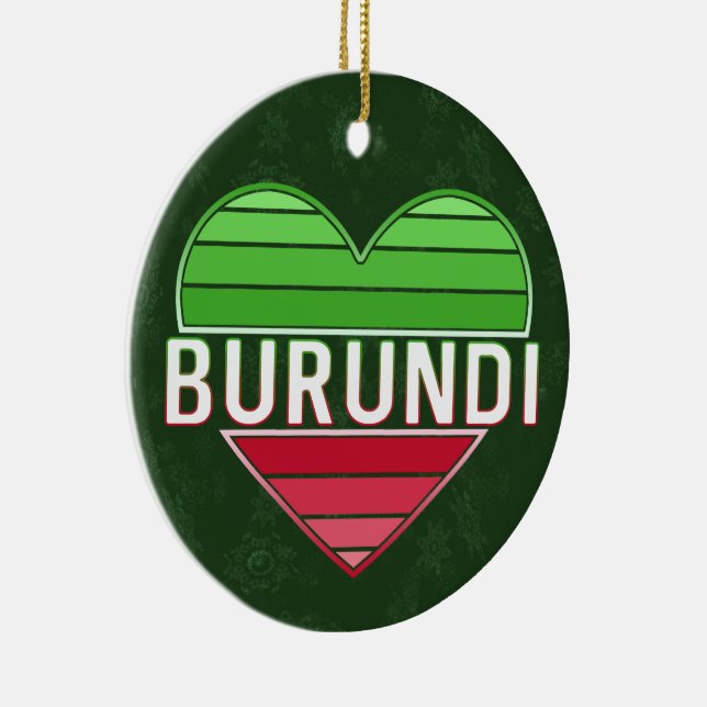 I Love Burundi, Burundian Heart Ceramic Ornament (Right)