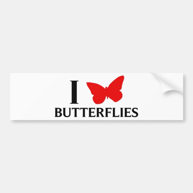 I Love Butterflies Bumper Sticker (Front)