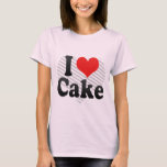 I Love Cake T-Shirt<br><div class="desc">I Love Cake
Great I Love Cake product with a big heart filled with red stripes. This and many more Cake gifts, with also other cupcake products for Cake lovers available at our store.</div>
