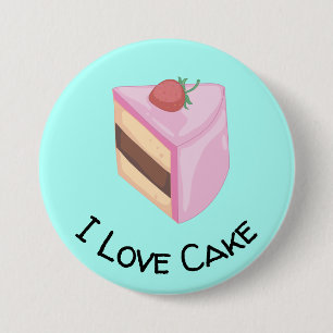 I Love Cake with Yummy Cake Slice 7.5 Cm Round Badge