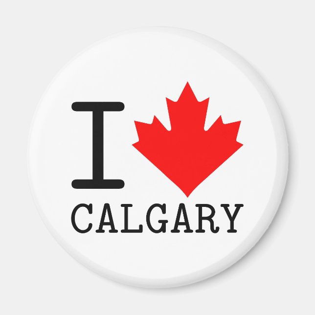 I Love Calgary, Alberta Canada Maple Leaf Magnet (Front)
