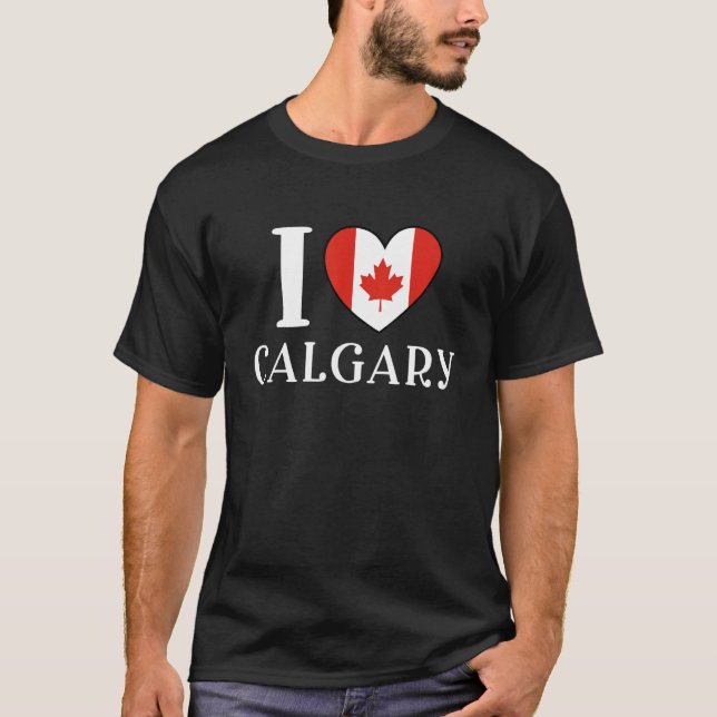 I Love Calgary Canada Heart Flag 1 T-Shirt (Front)