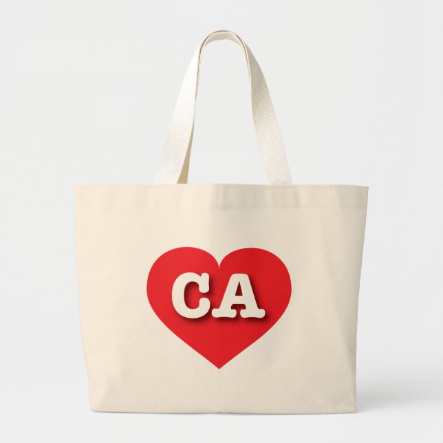 I love California  - CA red heart Large Tote Bag (Front)