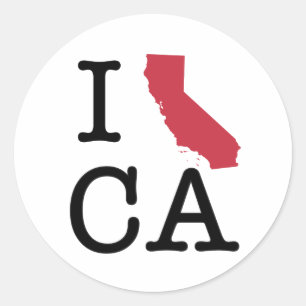 I Love California Classic Round Sticker