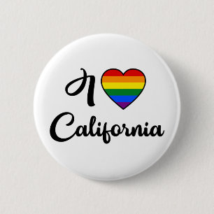I Love California   LGBT Rainbow Pride Button