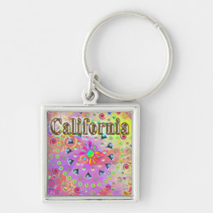 I LOVE California Lucky Golden Keychain
