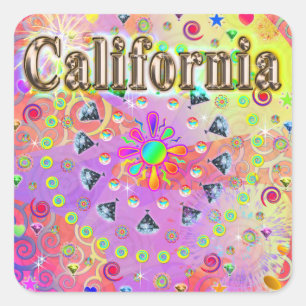 I LOVE California Lucky Golden Sticker