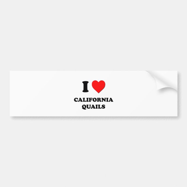 I Love California Quails Bumper Sticker (Front)