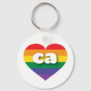 I Love California Rainbow Heart Key Ring