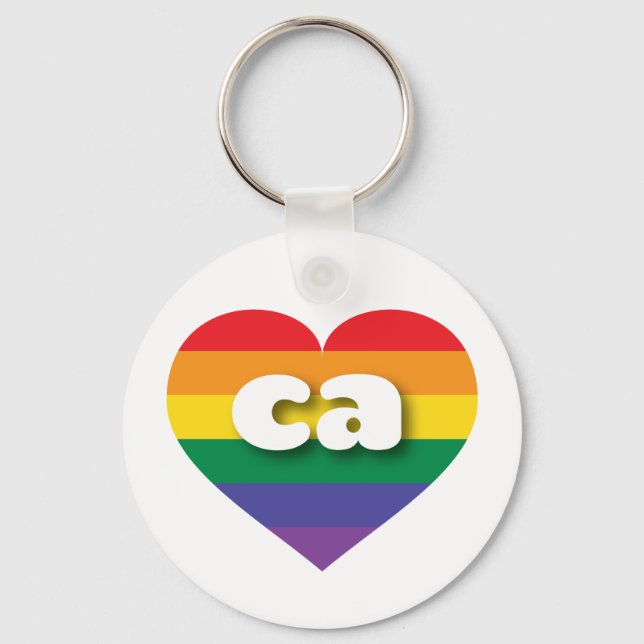 I Love California Rainbow Heart Key Ring (Front)