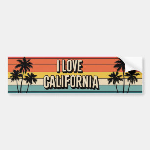 I Love California Retro Sunset Bumper Sticker