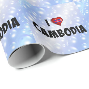 I Love Cambodia, flag of Cambodia Wrapping Paper