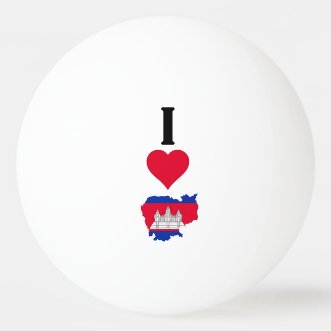 I Love Cambodia Vertical I Heart Country Flag Map Ping Pong Ball (Front)