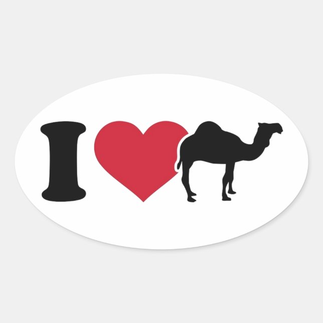 I Love Camels Oval Sticker (Front)